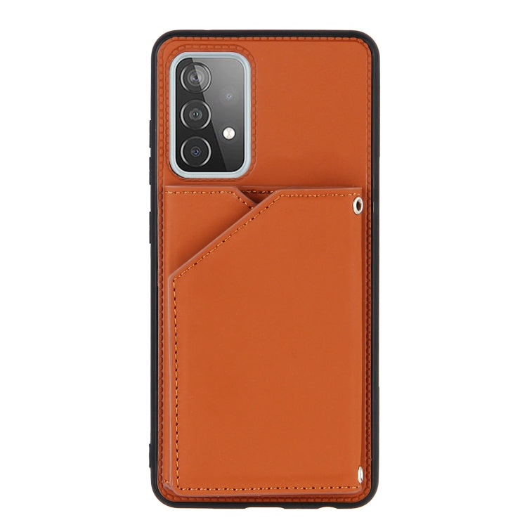 For Samsung Galaxy A52 5G / 4G Skin Feel PU + TPU + PC Back Cover Shockproof Case with Card Slots & Holder & Photo Frame