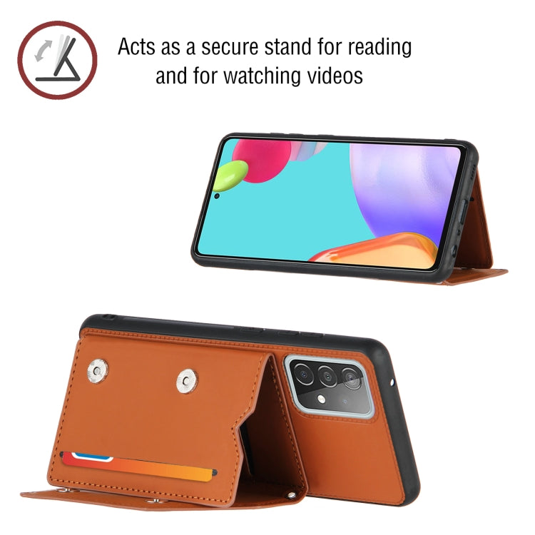For Samsung Galaxy A52 5G / 4G Skin Feel PU + TPU + PC Back Cover Shockproof Case with Card Slots & Holder & Photo Frame