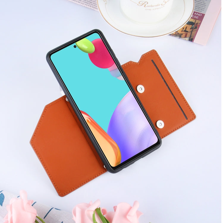 For Samsung Galaxy A52 5G / 4G Skin Feel PU + TPU + PC Back Cover Shockproof Case with Card Slots & Holder & Photo Frame