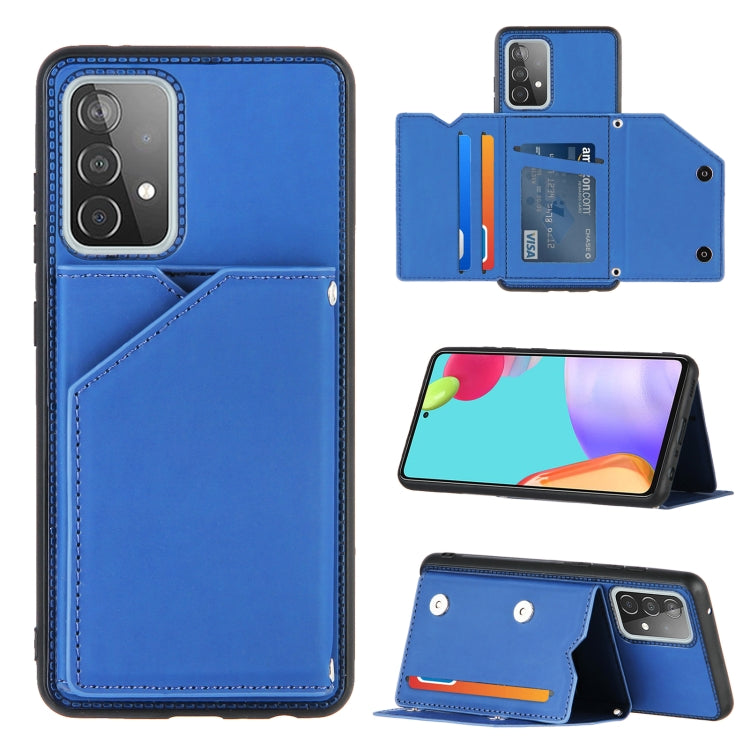 For Samsung Galaxy A52 5G / 4G Skin Feel PU + TPU + PC Back Cover Shockproof Case with Card Slots & Holder & Photo Frame