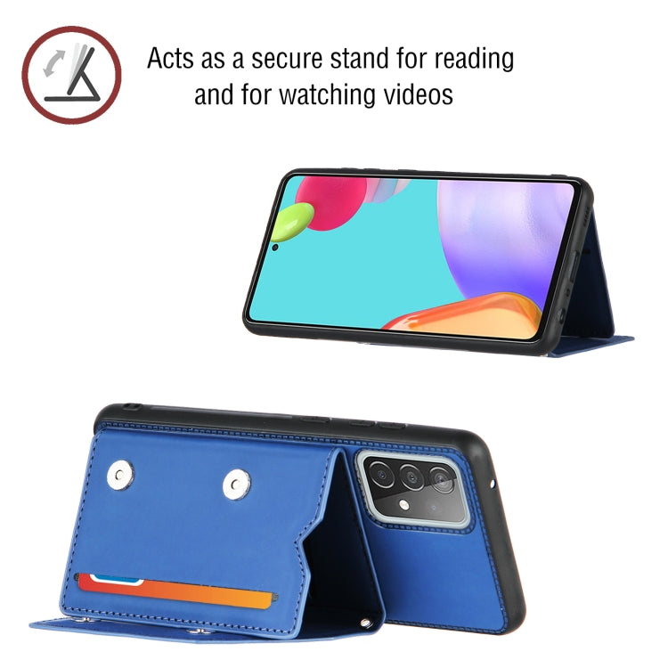 For Samsung Galaxy A52 5G / 4G Skin Feel PU + TPU + PC Back Cover Shockproof Case with Card Slots & Holder & Photo Frame