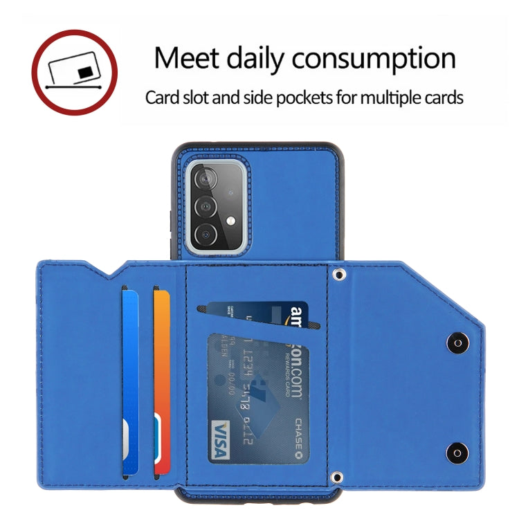 For Samsung Galaxy A52 5G / 4G Skin Feel PU + TPU + PC Back Cover Shockproof Case with Card Slots & Holder & Photo Frame