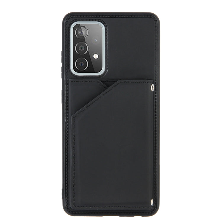 For Samsung Galaxy A52 5G / 4G Skin Feel PU + TPU + PC Back Cover Shockproof Case with Card Slots & Holder & Photo Frame