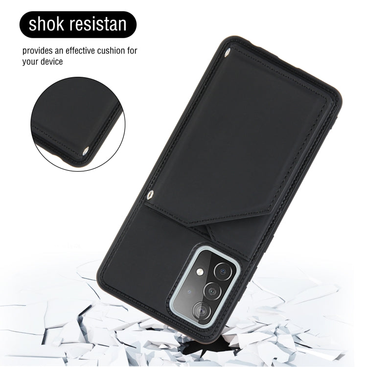 For Samsung Galaxy A52 5G / 4G Skin Feel PU + TPU + PC Back Cover Shockproof Case with Card Slots & Holder & Photo Frame