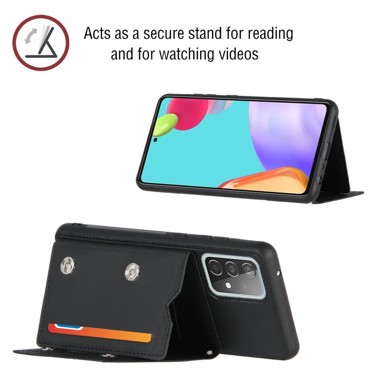For Samsung Galaxy A52 5G / 4G Skin Feel PU + TPU + PC Back Cover Shockproof Case with Card Slots & Holder & Photo Frame