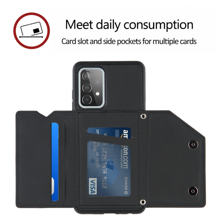 For Samsung Galaxy A52 5G / 4G Skin Feel PU + TPU + PC Back Cover Shockproof Case with Card Slots & Holder & Photo Frame