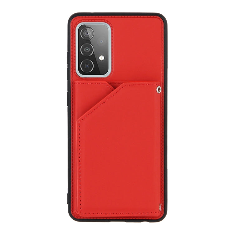 For Samsung Galaxy A52 5G / 4G Skin Feel PU + TPU + PC Back Cover Shockproof Case with Card Slots & Holder & Photo Frame