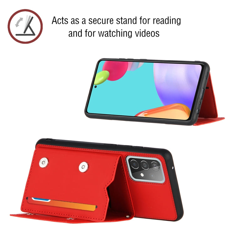 For Samsung Galaxy A52 5G / 4G Skin Feel PU + TPU + PC Back Cover Shockproof Case with Card Slots & Holder & Photo Frame