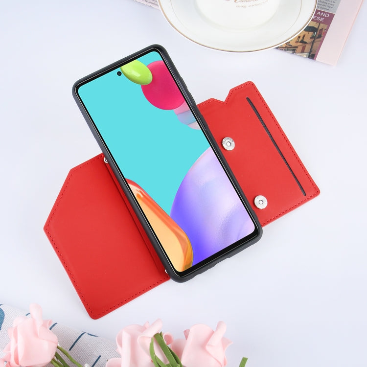 For Samsung Galaxy A52 5G / 4G Skin Feel PU + TPU + PC Back Cover Shockproof Case with Card Slots & Holder & Photo Frame