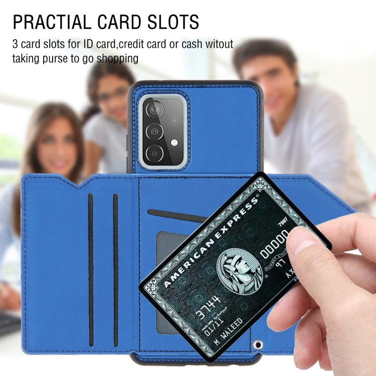 For Samsung Galaxy A52 5G / 4G Skin Feel PU + TPU + PC Back Cover Shockproof Case with Card Slots & Holder & Photo Frame