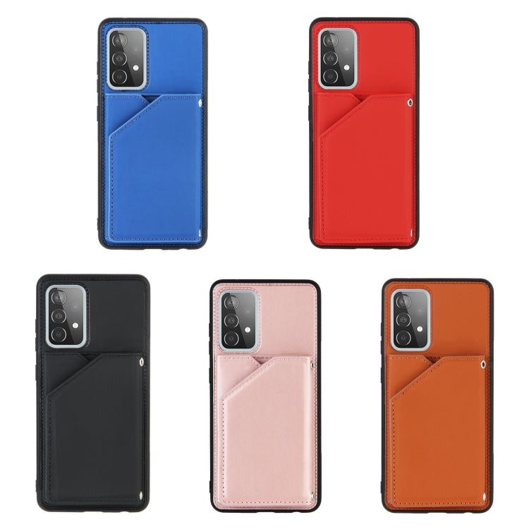 For Samsung Galaxy A52 5G / 4G Skin Feel PU + TPU + PC Back Cover Shockproof Case with Card Slots & Holder & Photo Frame