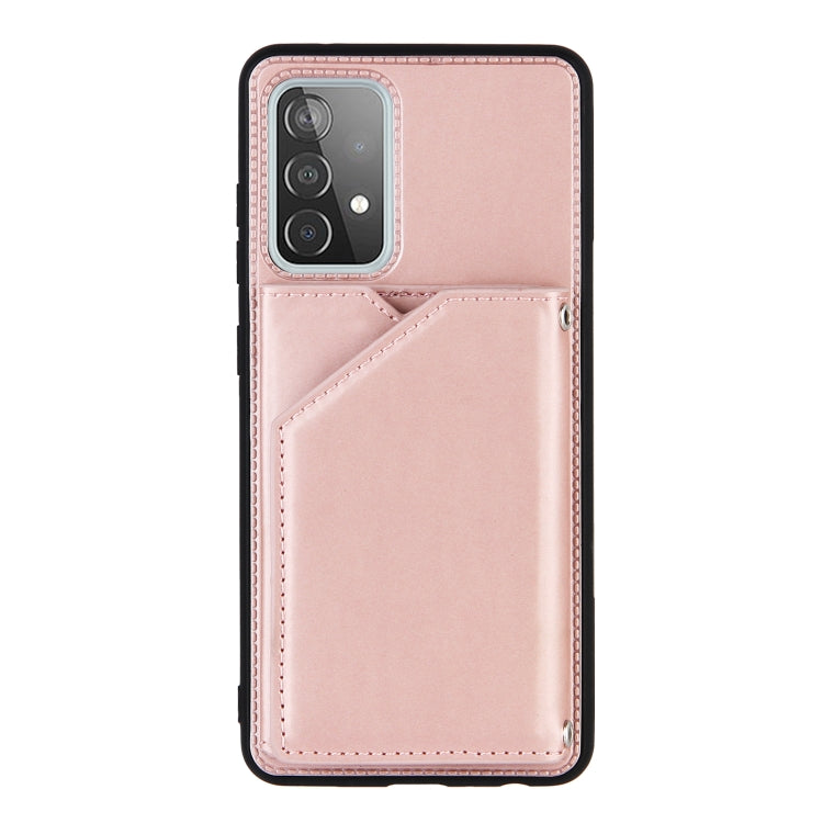 For Samsung Galaxy A52 5G / 4G Skin Feel PU + TPU + PC Back Cover Shockproof Case with Card Slots & Holder & Photo Frame