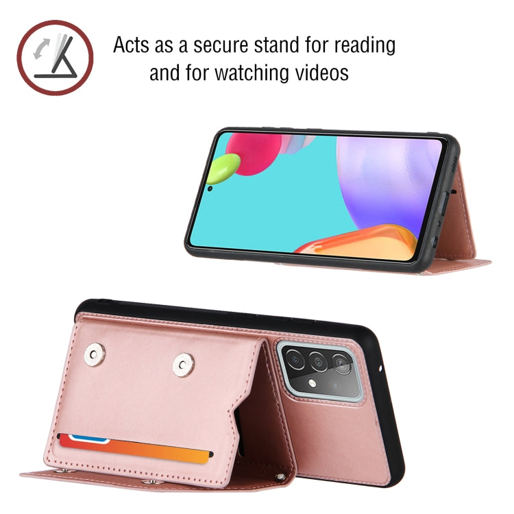 For Samsung Galaxy A52 5G / 4G Skin Feel PU + TPU + PC Back Cover Shockproof Case with Card Slots & Holder & Photo Frame