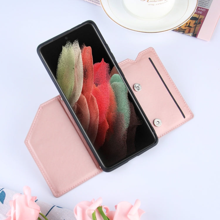 For Samsung Galaxy S21 Ultra 5G Skin Feel PU + TPU + PC Back Cover Shockproof Case with Card Slots & Holder & Photo Frame