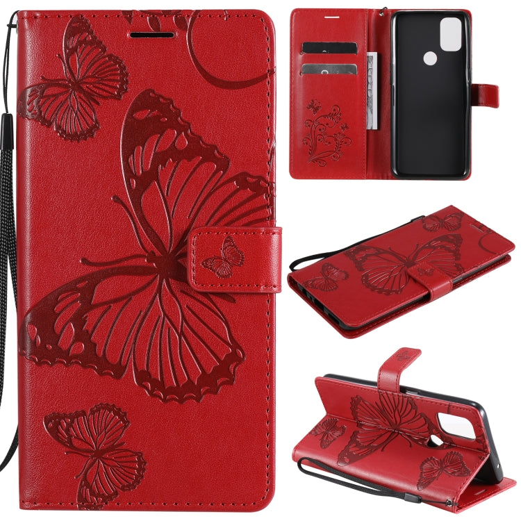 For OnePlus Nord N10 5G 3D Butterflies Embossing Pattern Horizontal Flip Leather Case with Holder & Card Slot & Wallet
