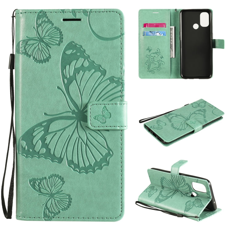 For OnePlus Nord N100 5G 3D Butterflies Embossing Pattern Horizontal Flip Leather Case with Holder & Card Slot & Wallet