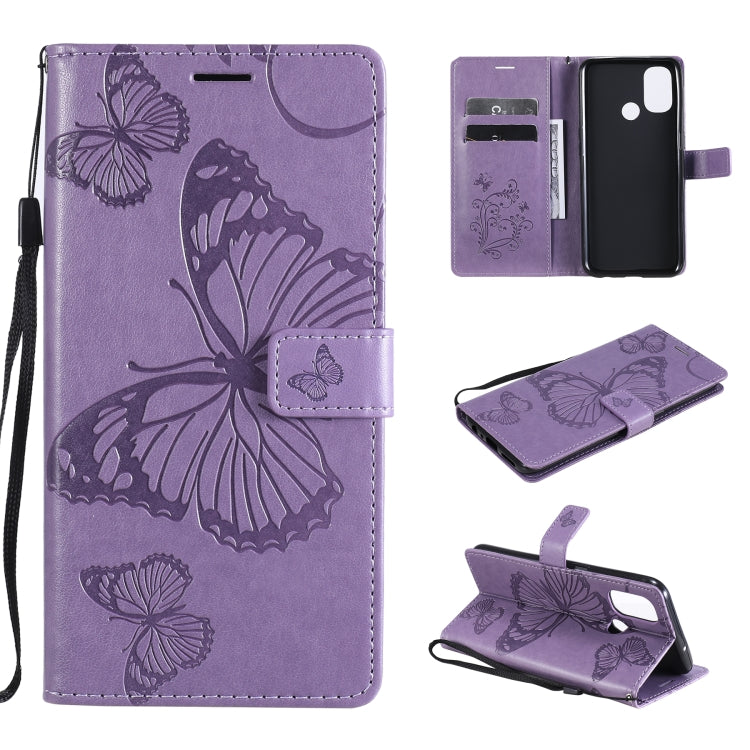 For OnePlus Nord N100 5G 3D Butterflies Embossing Pattern Horizontal Flip Leather Case with Holder & Card Slot & Wallet