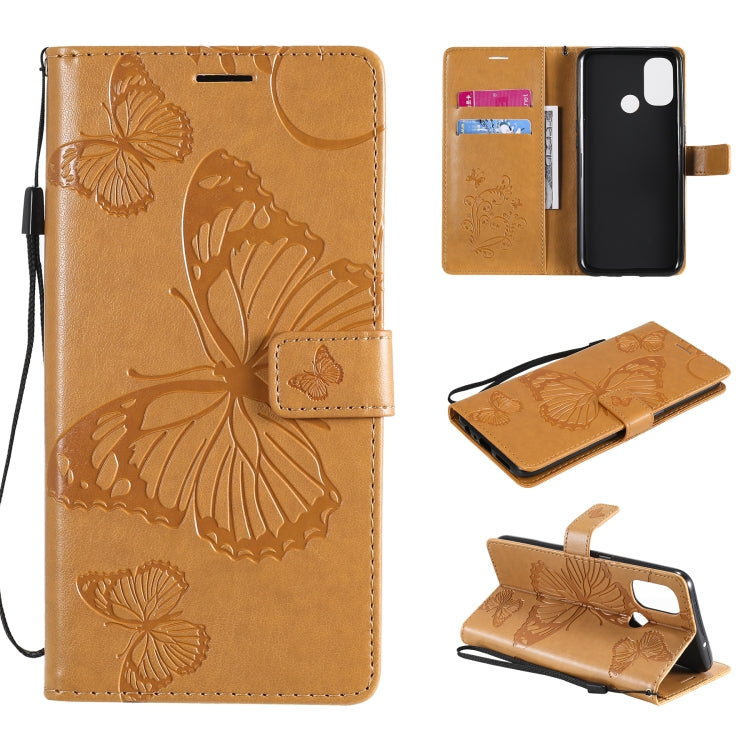 For OnePlus Nord N100 5G 3D Butterflies Embossing Pattern Horizontal Flip Leather Case with Holder & Card Slot & Wallet