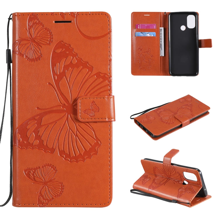 For OnePlus Nord N100 5G 3D Butterflies Embossing Pattern Horizontal Flip Leather Case with Holder & Card Slot & Wallet