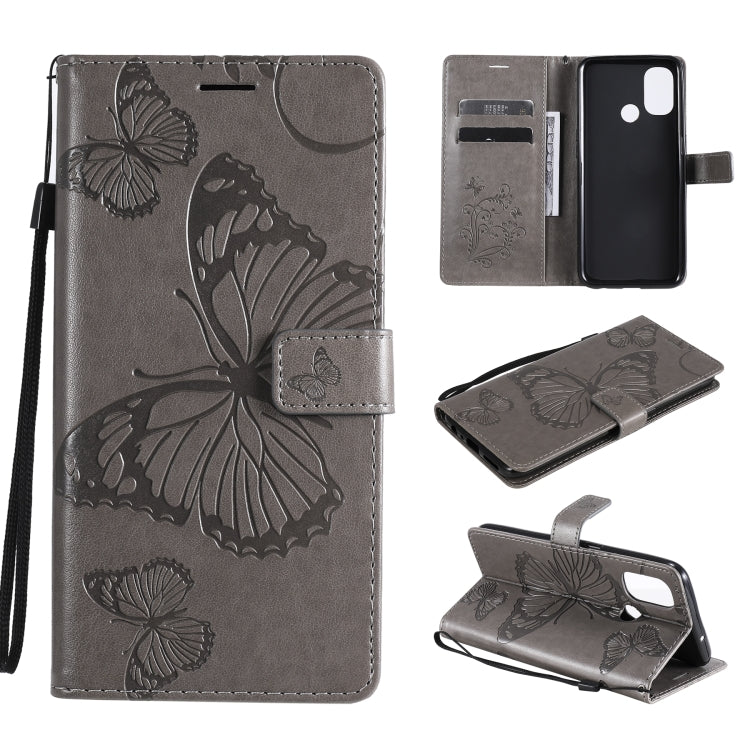 For OnePlus Nord N100 5G 3D Butterflies Embossing Pattern Horizontal Flip Leather Case with Holder & Card Slot & Wallet