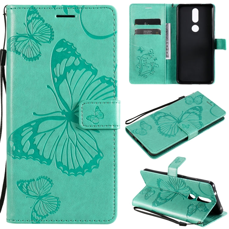 For Nokia 2.4 3D Butterflies Embossing Pattern Horizontal Flip Leather Case with Holder & Card Slot & Wallet