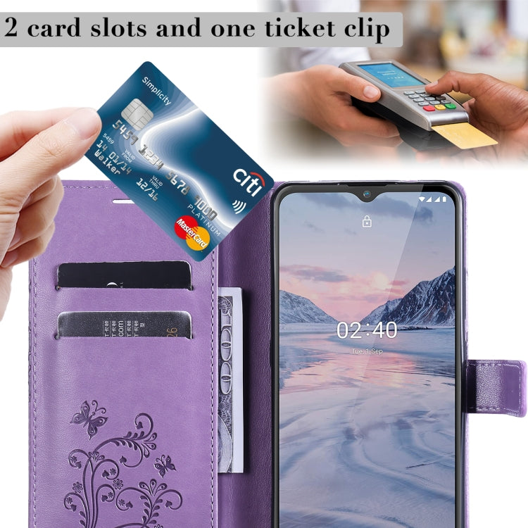 For Nokia 2.4 3D Butterflies Embossing Pattern Horizontal Flip Leather Case with Holder & Card Slot & Wallet