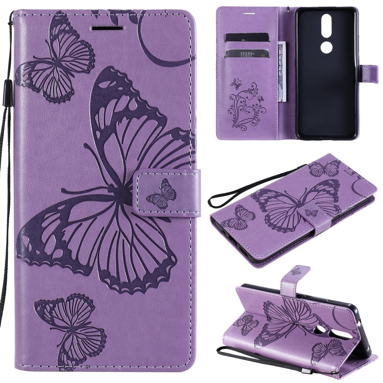 For Nokia 2.4 3D Butterflies Embossing Pattern Horizontal Flip Leather Case with Holder & Card Slot & Wallet