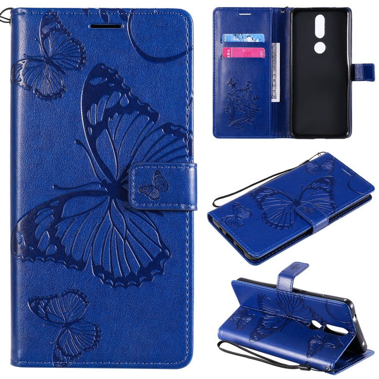 For Nokia 2.4 3D Butterflies Embossing Pattern Horizontal Flip Leather Case with Holder & Card Slot & Wallet