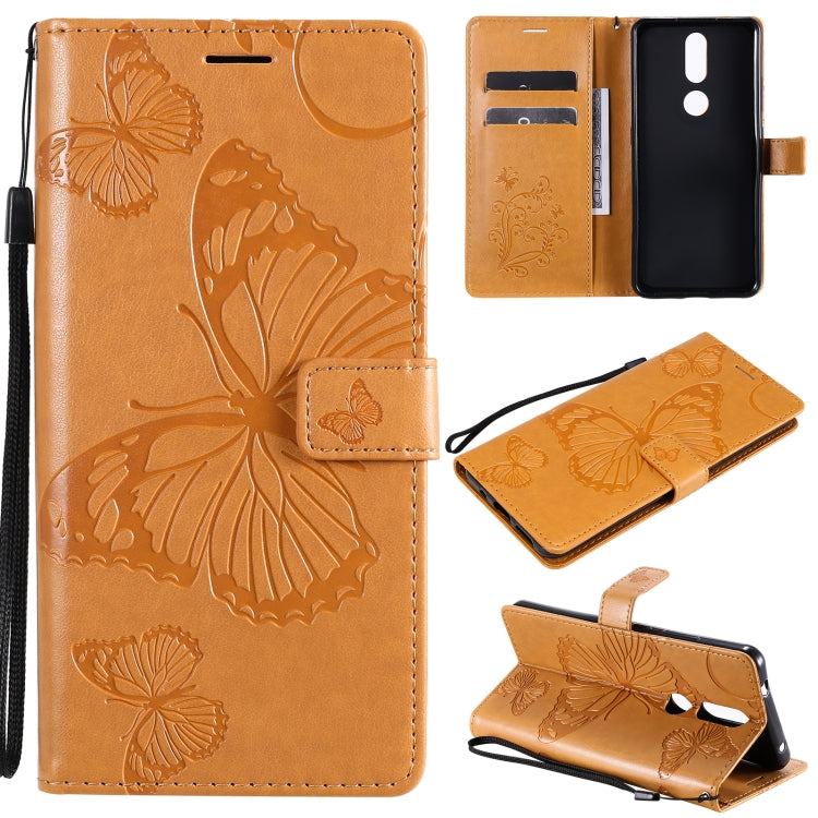 For Nokia 2.4 3D Butterflies Embossing Pattern Horizontal Flip Leather Case with Holder & Card Slot & Wallet