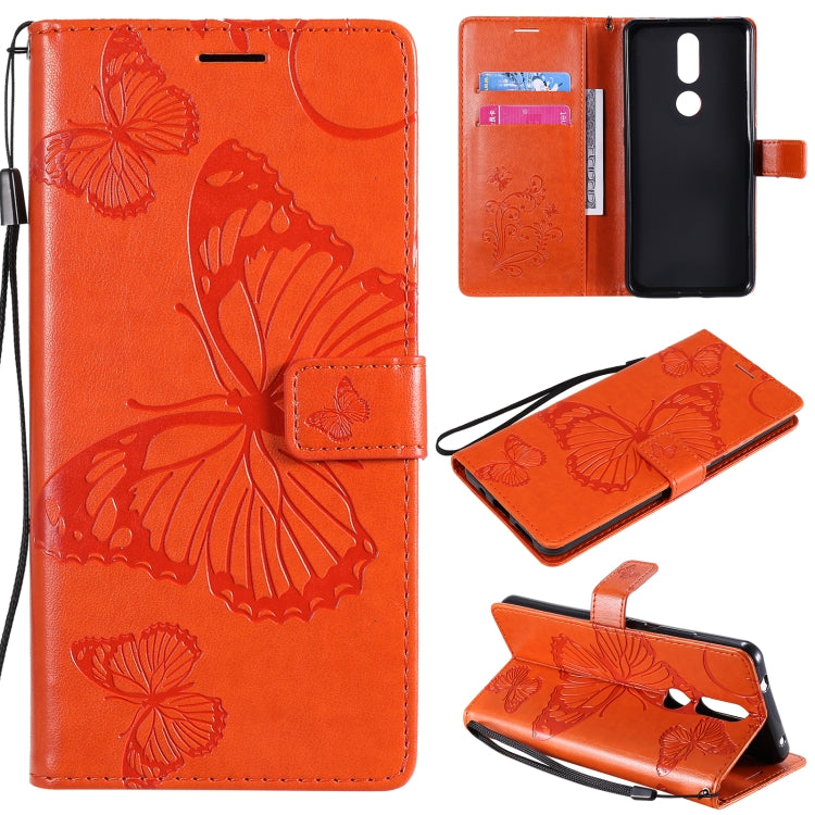 For Nokia 2.4 3D Butterflies Embossing Pattern Horizontal Flip Leather Case with Holder & Card Slot & Wallet