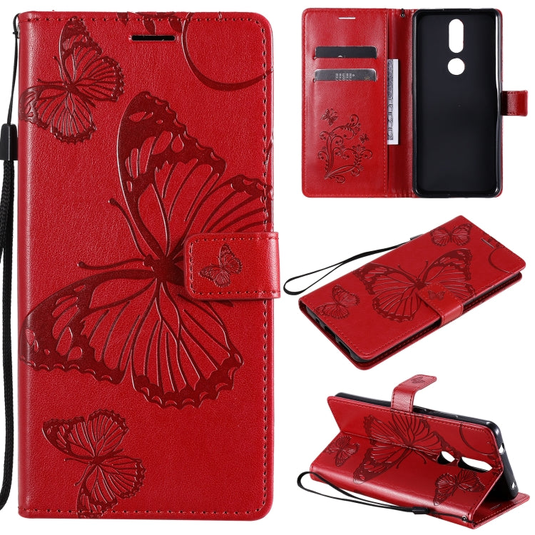 For Nokia 2.4 3D Butterflies Embossing Pattern Horizontal Flip Leather Case with Holder & Card Slot & Wallet