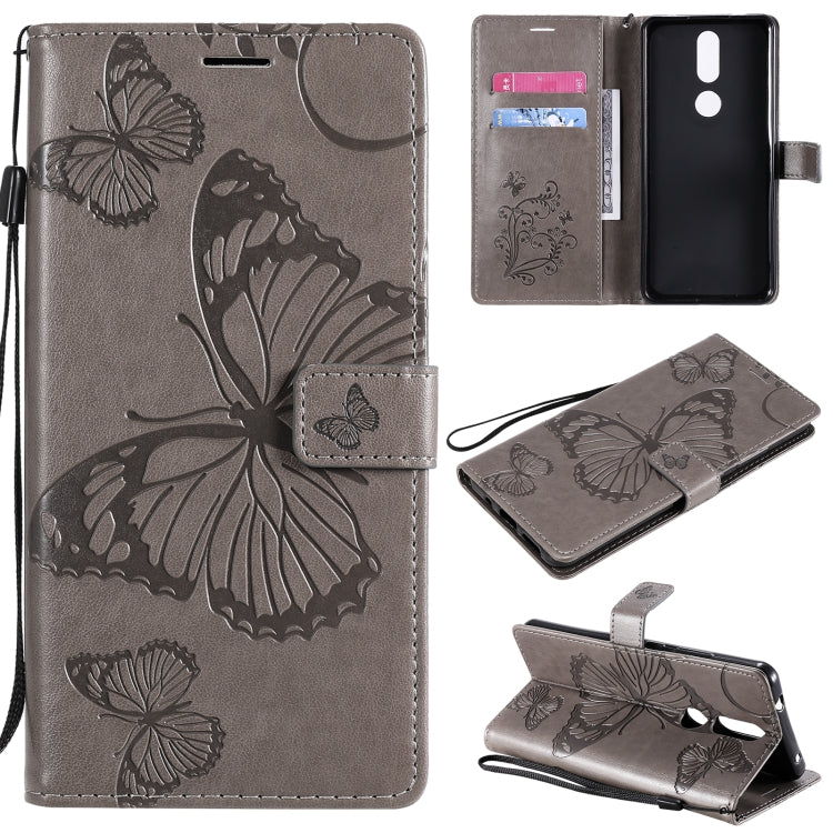 For Nokia 2.4 3D Butterflies Embossing Pattern Horizontal Flip Leather Case with Holder & Card Slot & Wallet