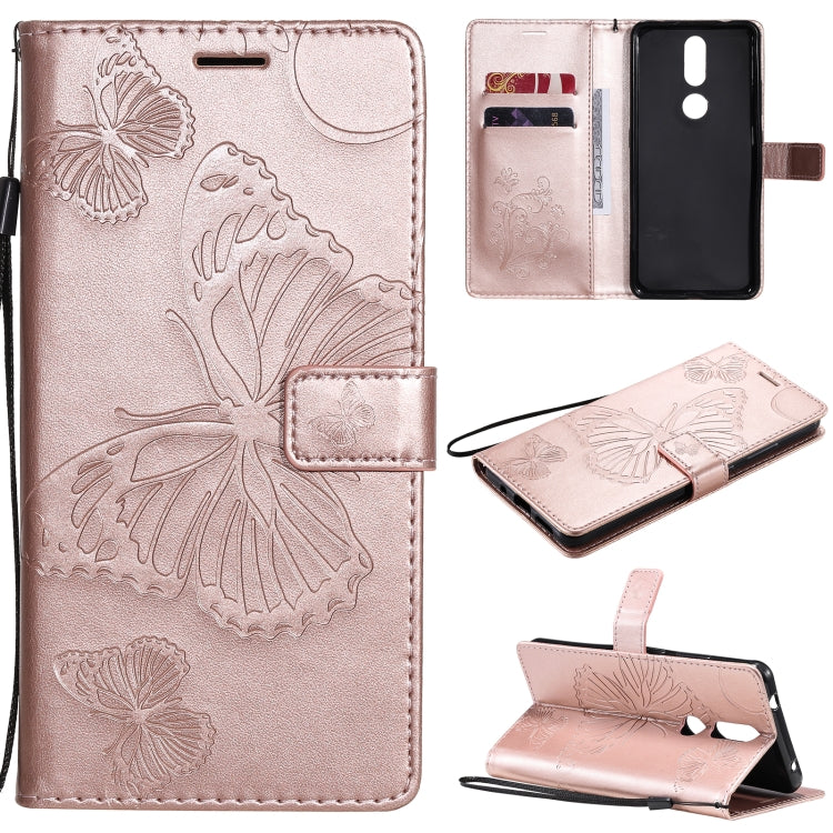 For Nokia 2.4 3D Butterflies Embossing Pattern Horizontal Flip Leather Case with Holder & Card Slot & Wallet
