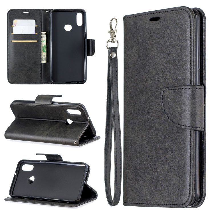 For Galaxy A10s Retro Lambskin Texture Pure Color Horizontal Flip PU Leather Case with Holder & Card Slots & Wallet & Lanyard