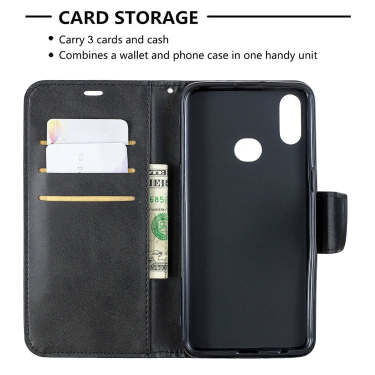 For Galaxy A10s Retro Lambskin Texture Pure Color Horizontal Flip PU Leather Case with Holder & Card Slots & Wallet & Lanyard