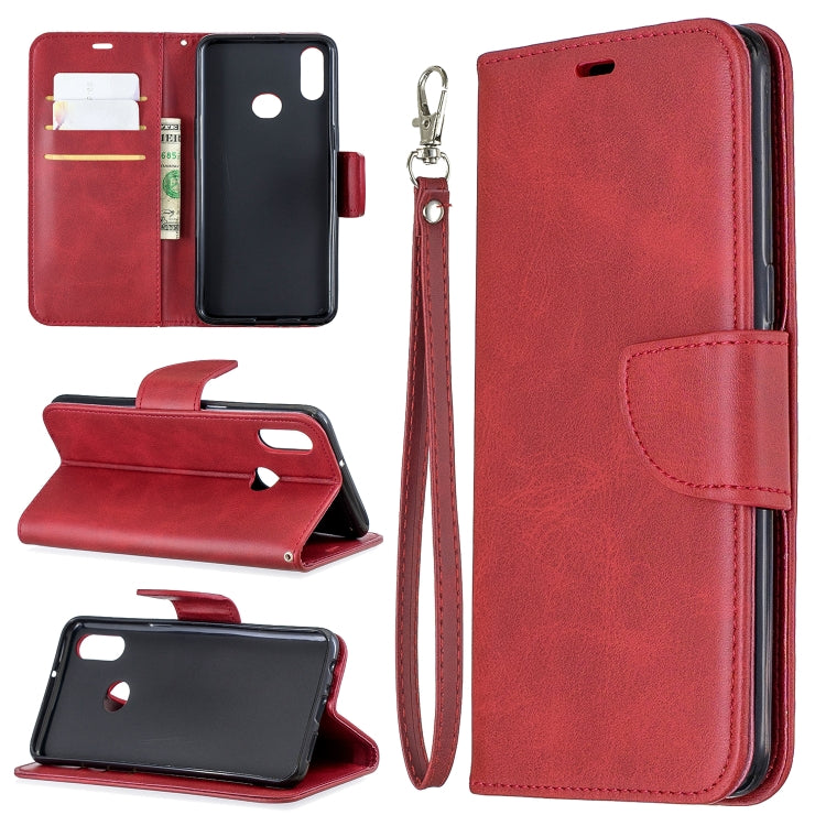 For Galaxy A10s Retro Lambskin Texture Pure Color Horizontal Flip PU Leather Case with Holder & Card Slots & Wallet & Lanyard