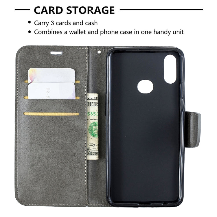 For Galaxy A10s Retro Lambskin Texture Pure Color Horizontal Flip PU Leather Case with Holder & Card Slots & Wallet & Lanyard