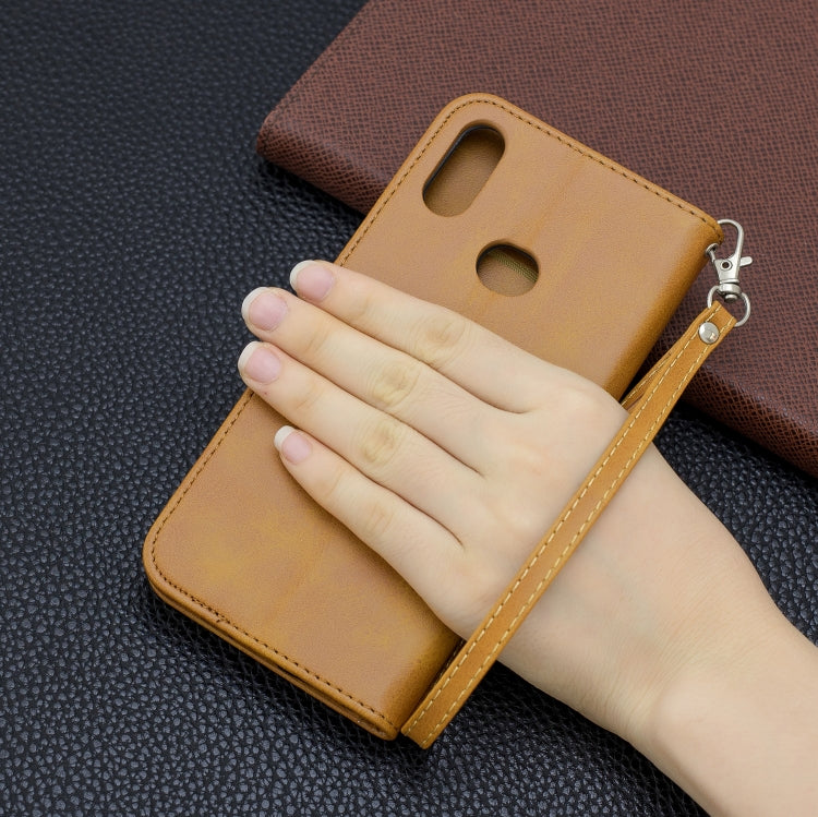 For Galaxy A10s Retro Lambskin Texture Pure Color Horizontal Flip PU Leather Case with Holder & Card Slots & Wallet & Lanyard