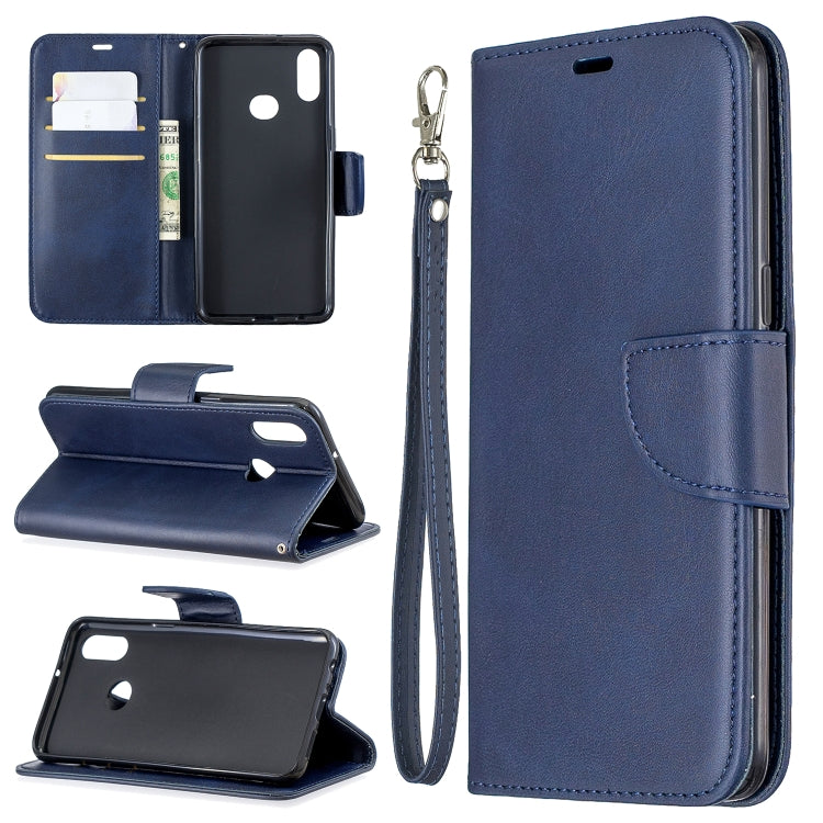 For Galaxy A10s Retro Lambskin Texture Pure Color Horizontal Flip PU Leather Case with Holder & Card Slots & Wallet & Lanyard