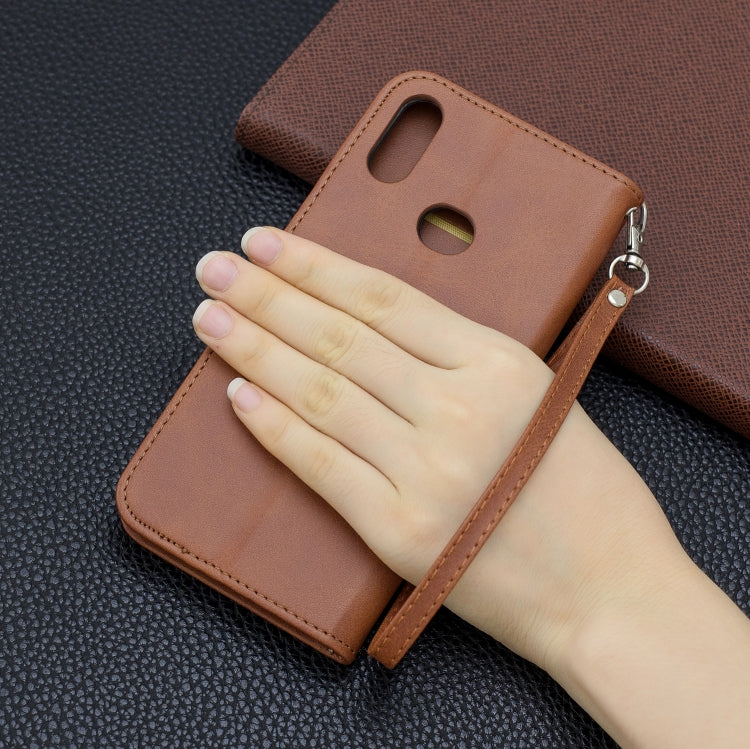 For Galaxy A10s Retro Lambskin Texture Pure Color Horizontal Flip PU Leather Case with Holder & Card Slots & Wallet & Lanyard