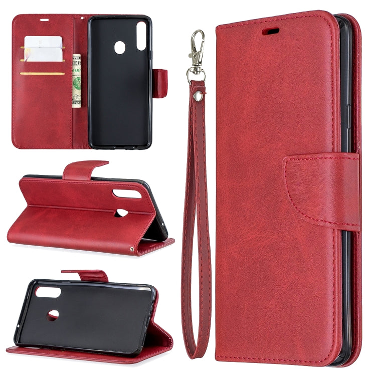 For Galaxy A20s Retro Lambskin Texture Pure Color Horizontal Flip PU Leather Case with Holder & Card Slots & Wallet & Lanyard