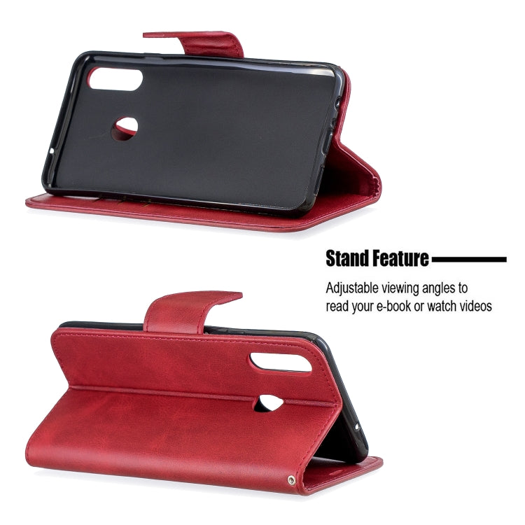 For Galaxy A20s Retro Lambskin Texture Pure Color Horizontal Flip PU Leather Case with Holder & Card Slots & Wallet & Lanyard