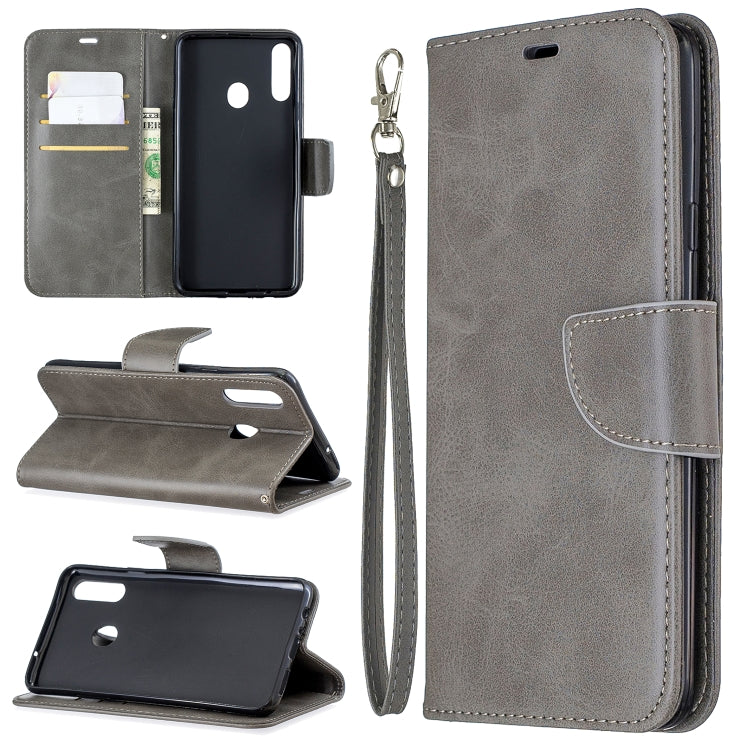 For Galaxy A20s Retro Lambskin Texture Pure Color Horizontal Flip PU Leather Case with Holder & Card Slots & Wallet & Lanyard
