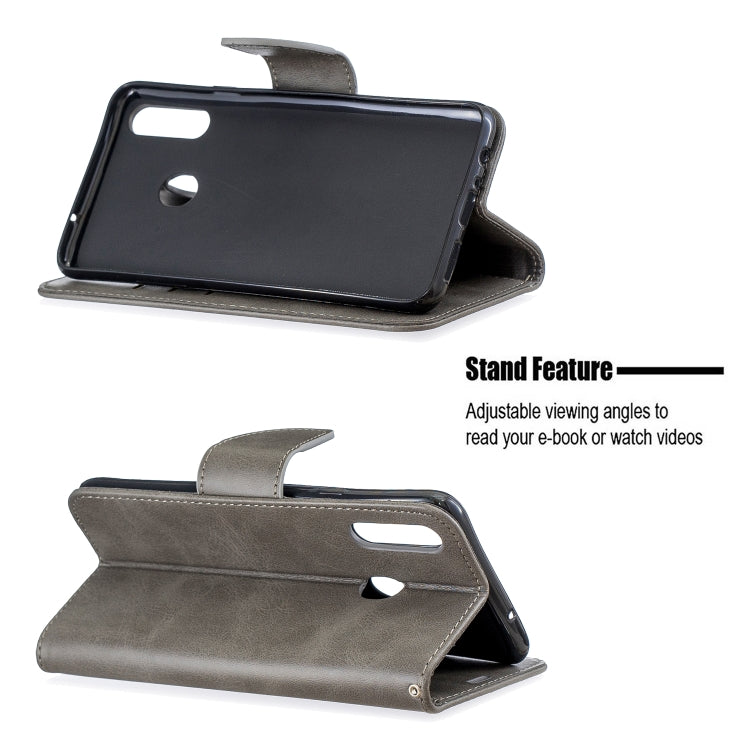 For Galaxy A20s Retro Lambskin Texture Pure Color Horizontal Flip PU Leather Case with Holder & Card Slots & Wallet & Lanyard