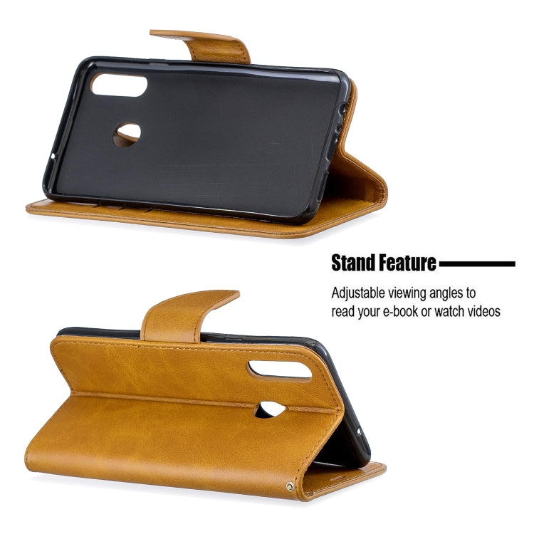 For Galaxy A20s Retro Lambskin Texture Pure Color Horizontal Flip PU Leather Case with Holder & Card Slots & Wallet & Lanyard
