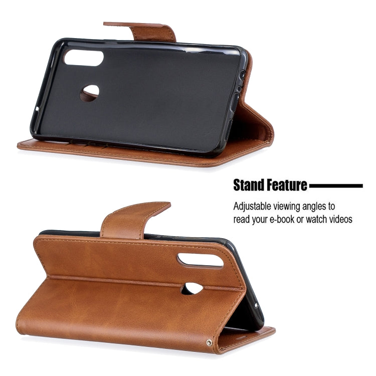 For Galaxy A20s Retro Lambskin Texture Pure Color Horizontal Flip PU Leather Case with Holder & Card Slots & Wallet & Lanyard