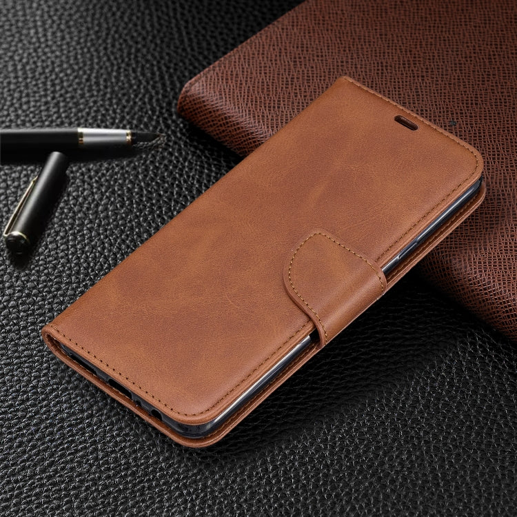 For Galaxy A20s Retro Lambskin Texture Pure Color Horizontal Flip PU Leather Case with Holder & Card Slots & Wallet & Lanyard