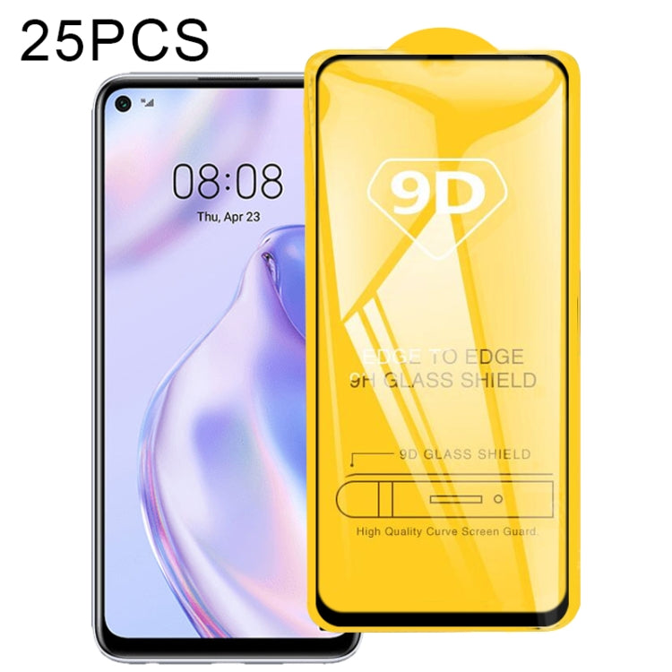 For Huawei P40 Lite 5G 25 PCS 9D Full Glue Full Screen Tempered Glass Film
