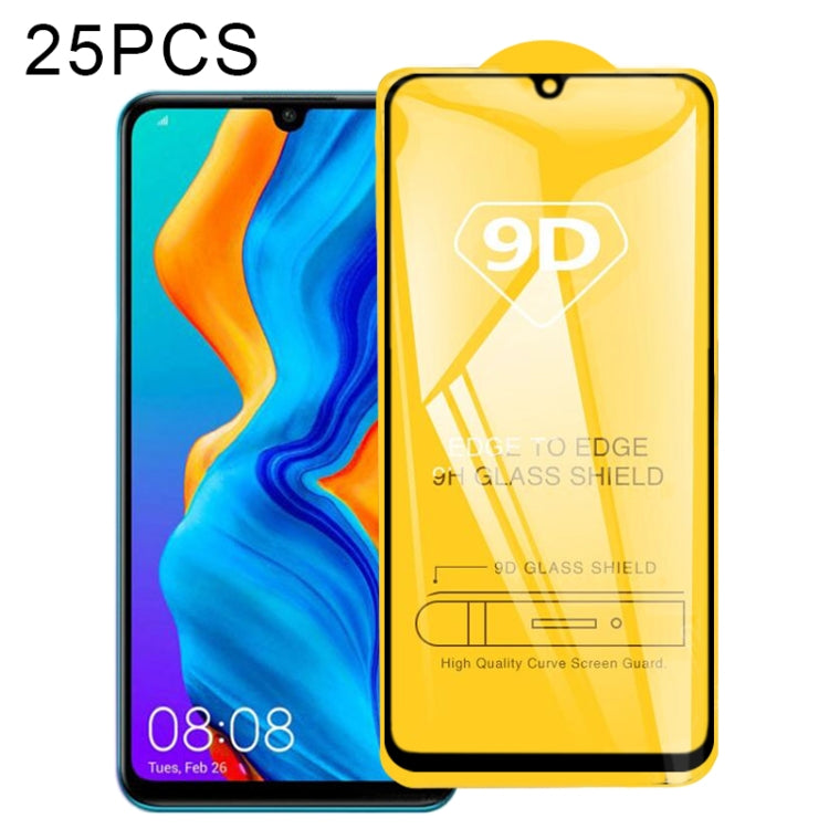 For Huawei P30 Lite 2020 25 PCS 9D Full Glue Full Screen Tempered Glass Film