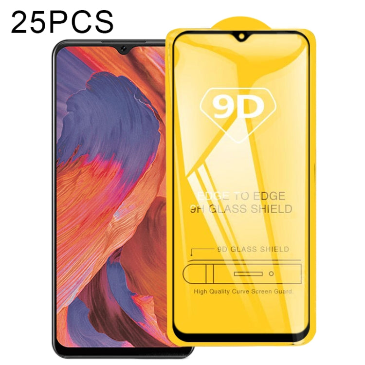 For OPPO A73 2020 25 PCS 9D Full Glue Full Screen Tempered Glass Film
